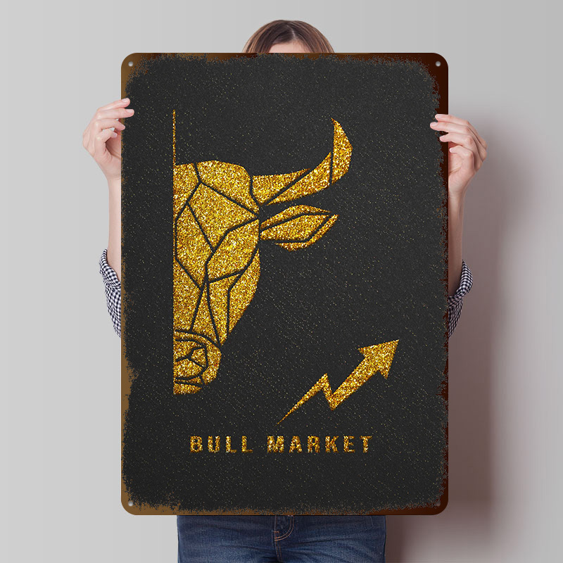 Retro Gaming Market - Plakat z nadrukiem Golden Bull Market,