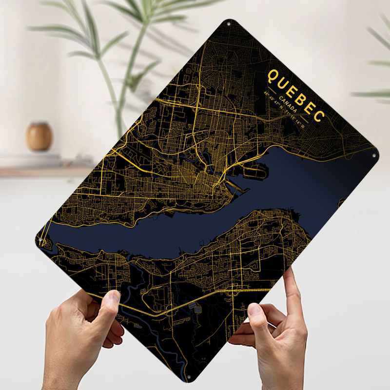 Plakat z mapą Quebecu, złota m – Retro Gaming Quebec recenzja i cena