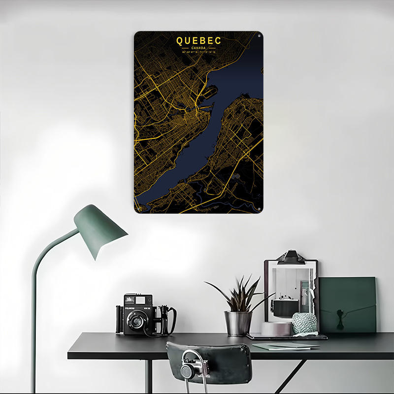Plakat z mapą Quebecu, złota m – Retro Gaming Quebec recenzja i cena